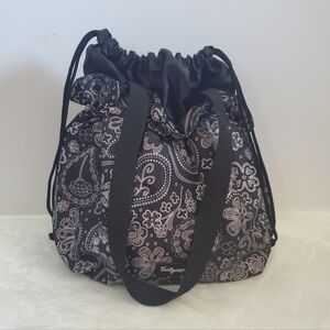 THIRTY One Retired Black Gray Paisley Parade Cinch It Up Thermal Lunch Tote
